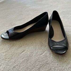 Cole Haan Black Open Toed Wedges/Pumps Size 8